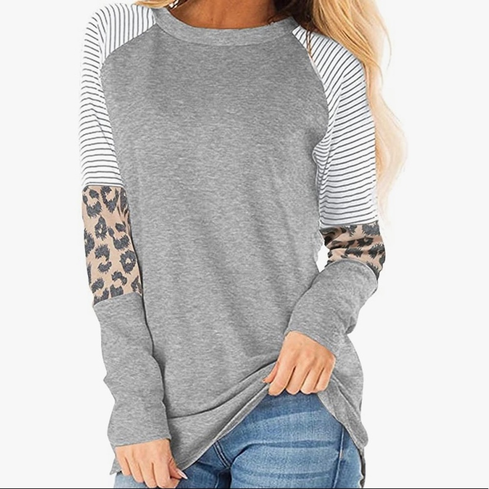 Casual grey long-sleeved top